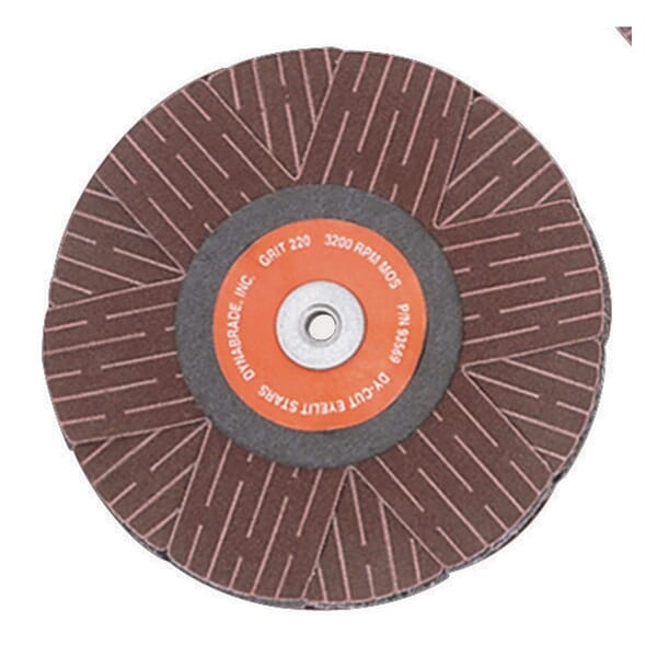 Dynabrade DynaCut 93569 Lightweight Dyninger Coated Sanding Star, 4 in Dia Star, 1/4-20 Female Eyelet, 220 Grit, Very Fine Grade, Aluminum Oxide Abrasive