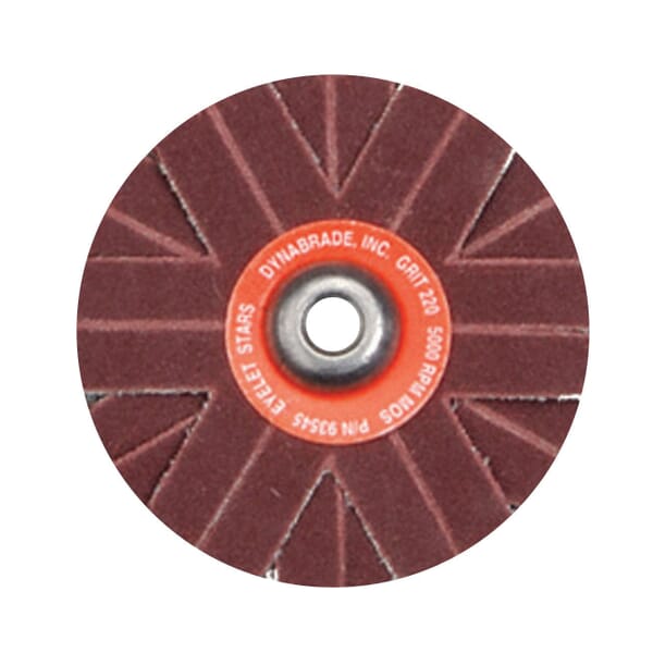 Dynabrade DynaCut 93586 Lightweight Dyninger Coated Sanding Star, 1 in Dia Star, #3-48 Female Eyelet, 80 Grit, Medium Grade, Aluminum Oxide Abrasive