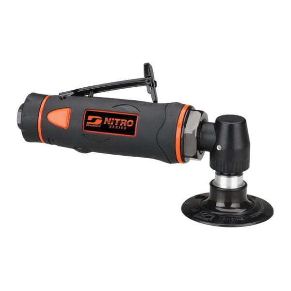 Dynabrade Nitro DS53 Non-Vacuum Rotary Vane Disc Sander, 3 in Dia Disc, 1/4-20 Threaded Arbor/Shank, 1/2 hp, 26 scfm Air Flow, 90 psig