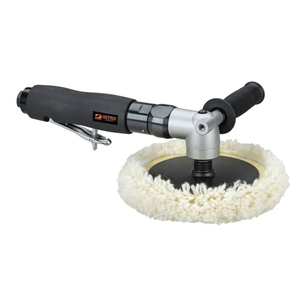 Dynabrade Nitro Series RB1 Right Angle Non-Vacuum Buffer/Polisher, 8 in Dia Pad, 5/8-11 Arbor/Shank, 1 hp, 42 scfm Air Flow, 90 psig