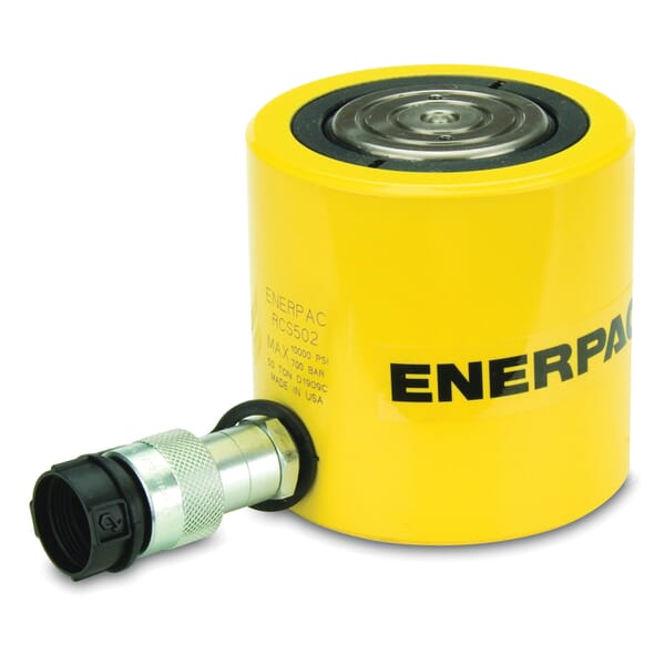 Enerpac Flat-Jac RCS-302 Low Height Single Acting Spring Return Hydraulic Cylinder, 30 ton Capacity, 2.88 in Dia Bore, 2.44 in L Stroke, 4.63 in H Retract, 2.62 in Dia Rod, 10000 psi