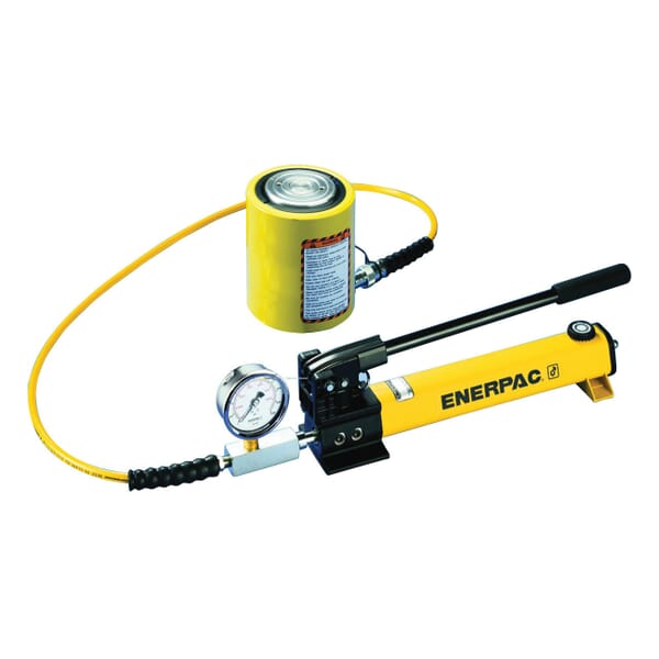 Enerpac SCL-502H SC Series Single Acting Low Height Cylinder Pump Set, 50 ton, 2.38 in Stroke, 4.81 in H Collapse, 7.19 in H Extended, Steel