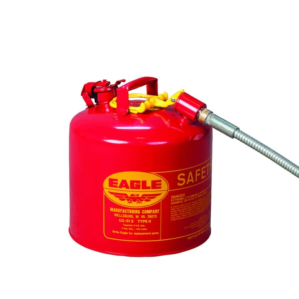 Eagle Manufacturing U251S Type II Safety Can, 5 gal Capacity, 12-1/2 in Dia x 15-7/8 in H, Galvanized Steel, Red