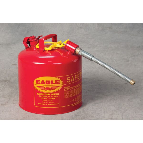 Eagle Manufacturing U251S Type II Safety Can, 5 gal Capacity, 12-1/2 in Dia x 15-7/8 in H, Galvanized Steel, Red