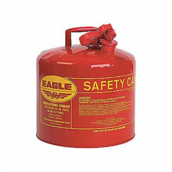 Eagle Manufacturing UI50S Type I Safety Can, 5 gal Capacity, 12-1/2 in Dia x 13-1/2 in H, Galvanized Steel, Red