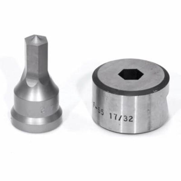 EDWARDS ED9-PDH1/2 Punch and Die Set, Hex Shape, 1/2 in Punch, 17/32 in Die, 2 Pieces