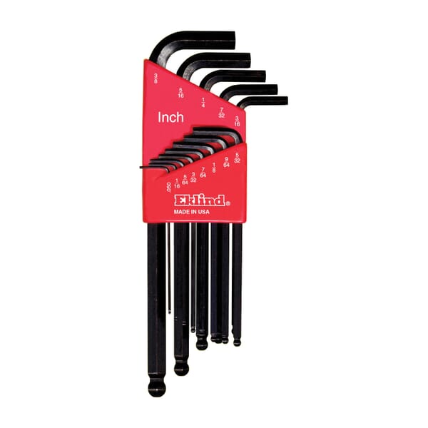 Eklind 13213 Ball-Hex-L Long Key Set With Holder, 13 Pieces, 0.05 to 0.375 in Hex, Torx Drive, L-Handle Handle, ANSI B18.3, Black Oxide
