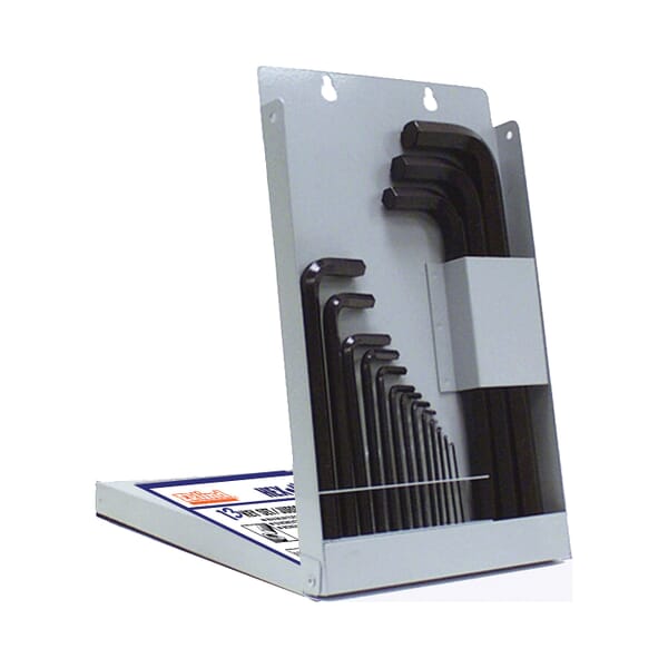 Eklind 13613 Ball-Hex-L Long Key Set With Holder, 13 Pieces, 1.3 to 17 mm Hex, Torx Drive, L-Handle Handle, ANSI B18.3, Black Oxide