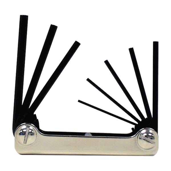 Eklind 20812 Classic Long Key Set, 8 Pieces, 3/32 to 1/4 in Hex, Fold-Up Handle, ANSI B18.3, Alloy Steel, Black Oxide
