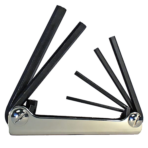 Eklind 21151 Classic Long Key Set, 6 Pieces, 3 to 10 mm Hex, Fold-Up Handle, ANSI B18.3, Alloy Steel, Black Oxide