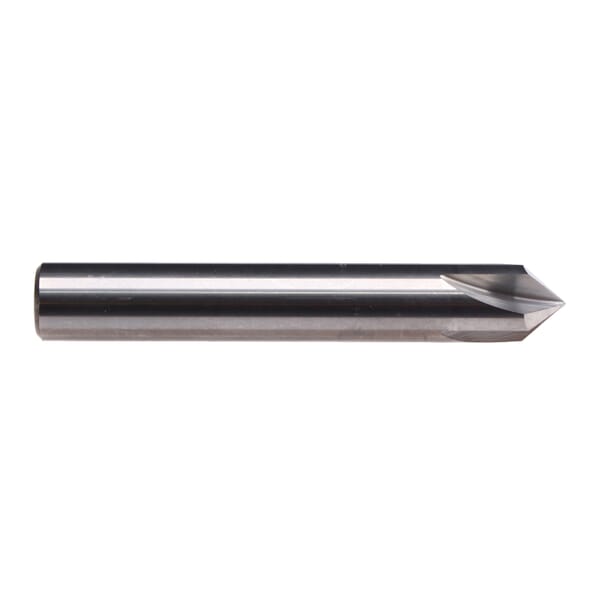 Emuge 1715.09010 Chamfer Mill, 10 mm Dia Cutter Head, 90 deg Included, 66 mm OAL, Sub Micrograin Carbide, Bright