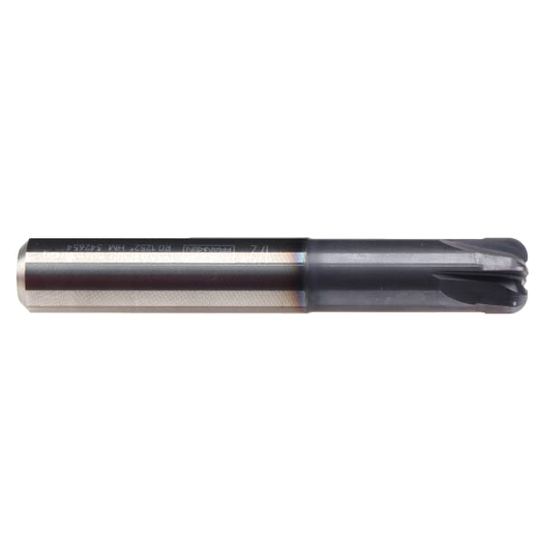 Emuge 1936A.005 Hard-Cut 1936A Short Length Torus End Corner Radius End Mill, 5 mm Dia Cutter, 1.25 mm Corner Radius, 3 mm Length of Cut, 4 Flutes, 6 mm Dia Shank, 57 mm OAL, TiAlN Coated