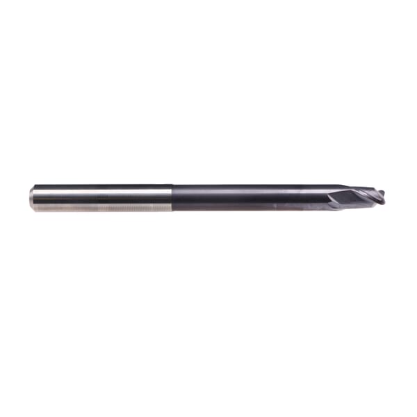 Emuge 1980A.0125 Top-Cut 1980A Extra Length Torus End Corner Radius End Mill, 1/8 in Dia Cutter, 0.0312 in Corner Radius, 5/32 in Length of Cut, 2 Flutes, 1/4 in Dia Shank, 3-1/2 in OAL, TiAlN Coated