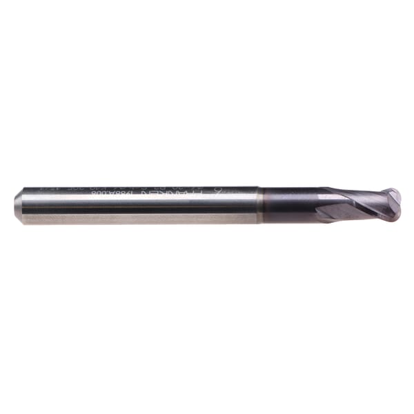 Emuge 1986A.010 Top-Cut 1986A Stub Length Torus End Corner Radius End Mill, 10 mm Dia Cutter, 3 mm Corner Radius, 8 mm Length of Cut, 2 Flutes, 10 mm Dia Shank, 72 mm OAL, TiAlN Coated