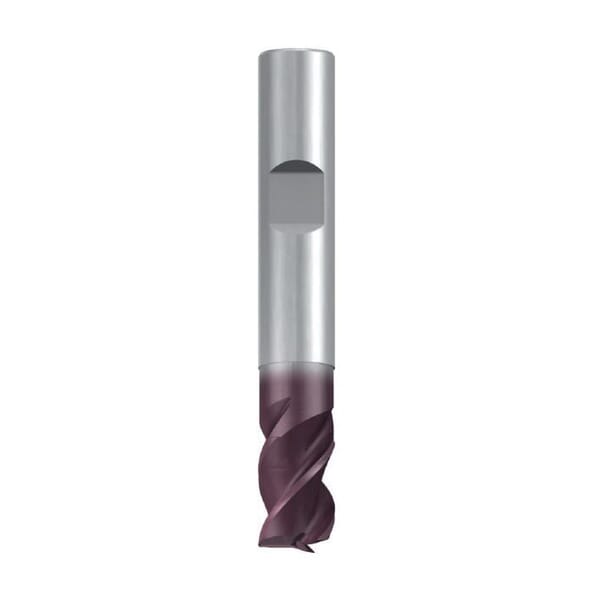 Emuge 2517A.00575 Top-Cut 2517A Stub Length Square End Mill, 5.75 mm Dia Cutter, 7 mm Length of Cut, 3 Flutes, 6 mm Dia Shank, 54 mm OAL, TiAlN Coated