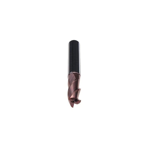 Emuge 2518A.004 Top-Cut 2518A Standard Length Square End Mill, 4 mm Dia Cutter, 8 mm Length of Cut, 3 Flutes, 6 mm Dia Shank, 57 mm OAL, TiAlN Coated