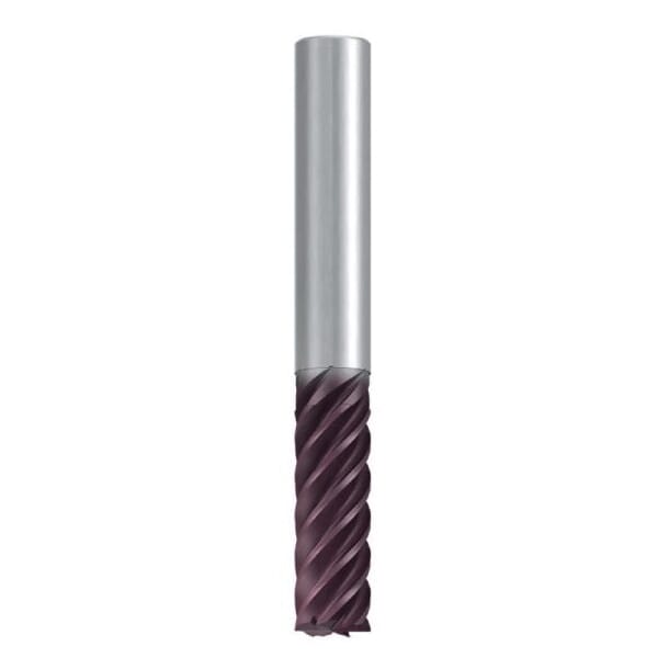 Emuge 2524A.010 Top-Cut 2524A Extra Length Multi-Flute Square End Mill, 10 mm Dia Cutter, 30 mm Length of Cut, 6 Flutes, 10 mm Dia Shank, 80 mm OAL, TiAlN Coated