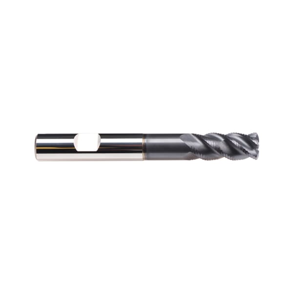 Emuge 2617AZ.012 Multi-Cut 2617AZ Duplex Geometry Extra Length Square End Corner Radius End Mill With Axial Through Coolant, 12 mm Dia Cutter, 1.6 mm Corner Radius, 26 mm Length of Cut, 4 Flutes, 12 mm Dia Shank, 93 mm OAL, TiAlN Coated