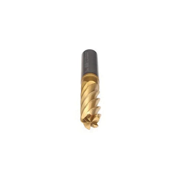 Emuge 2654T.020025 TiNox-Cut 2654T Extra Length Square End Corner Radius End Mill With Axial Through Coolant, 20 mm Dia Cutter, 2.5 mm Corner Radius, 60 mm Length of Cut, 5 Flutes, 20 mm Dia Shank, 130 mm OAL, TiN/TiAlN Coated