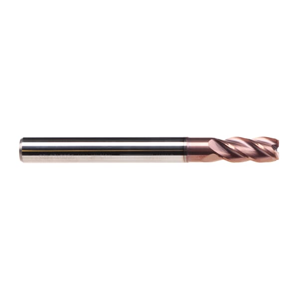 Emuge 2698AZ.010010 Top-Cut 2698AZ Square End Corner Radius End Mill With Axial Through Coolant, 10 mm Dia Cutter, 1 mm Corner Radius, 22 mm Length of Cut, 4 Flutes, 10 mm Dia Shank, 72 mm OAL, TiAlN Coated