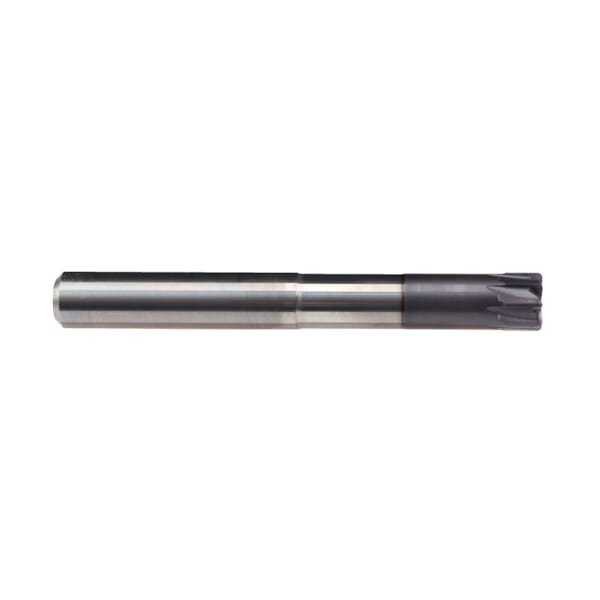 Emuge 2877A.012 Hard-Cut 2877A Long Length Torus End Corner Radius End Mill, 12 mm Dia Cutter, 3 mm Corner Radius, 7 mm Length of Cut, 6 Flutes, 12 mm Dia Shank, 100 mm OAL, TiAlN Coated