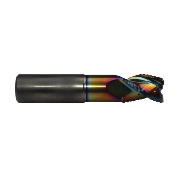 Emuge 2888RZ.0500 Alu-Cut 2888RZ Square End Mill With Radial Coolant, 1/2 in Dia Cutter, 5/8 in Length of Cut, 3 Flutes, 1/2 in Dia Shank, 3-1/4 in OAL, CRN Coated
