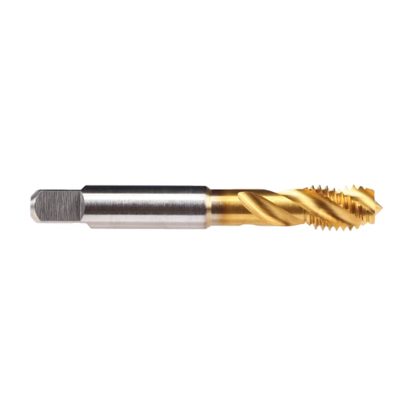 Emuge AU501400.0060 Enorm STEEL AU501400 Form C Reinforced Shank Spiral Flute Tap, Right Hand Cutting, M6x1 Thread, Modified Bottoming Chamfer, Right Hand Flute Direction, 3 Flutes, TiN Coated, HSS-E