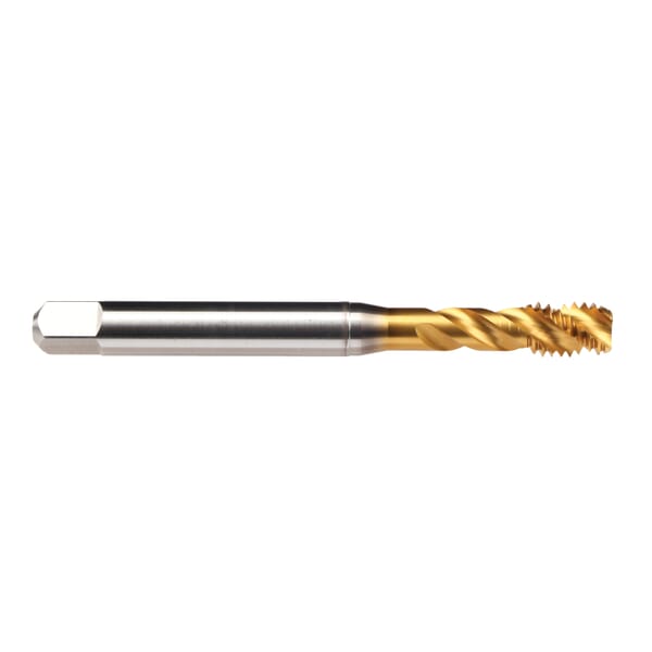 Emuge BU513700.5001 Enorm 1-Z/E BU513700 Form E Fast Reinforced Shank Spiral Flute Tap, Right Hand Cutting, #2-56 Thread, Bottoming Chamfer, Right Hand Flute Direction, 2 Flutes, TiN Coated, HSS-E