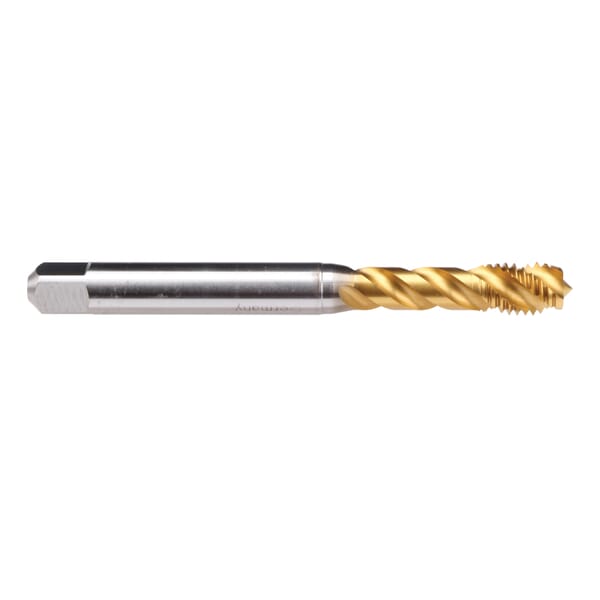 Emuge B3600F01.0060 Enorm 1-Z-SPEED X-PM B3600F01 Form C Fast Reinforced Shank Spiral Flute Tap, Right Hand Cutting, M6x1 Thread, 2-3 Modified Bottoming Plug Chamfer, Right Hand Flute Direction, 3 Flutes, TiN 60 Coated, HSS-E-PM