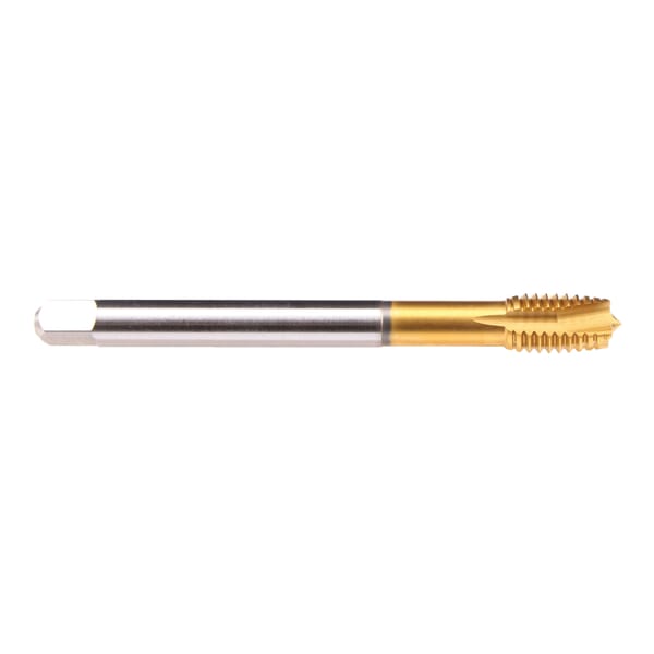 Emuge C3208F01.0303 Rekord 2B-Z-SPEED-PM C3208F01 Form B Reduced Shank Spiral Point Tap, Right Hand Cutting, M12x1.5 Thread, 4-5 Plug Chamfer, 4 Flutes, TiN 70 Coated, HSS-E-PM