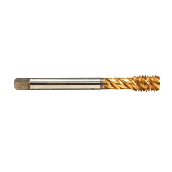 Emuge CW553700.5013 Enorm 2-SPEED IKZ CW553700 Form C Reduced Shank Spiral Flute Tap, Right Hand Cutting, 1/2-13 Thread, Modified Bottoming Chamfer, Right Hand Flute Direction, 4 Flutes, TiN Coated, HSS-E