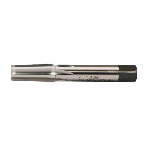 Emuge G0037165.5769 Form A Taper Pipe Reamer, 1 in, 130 mm OAL, 25 mm Dia Cylindrical Shank, Straight Flute