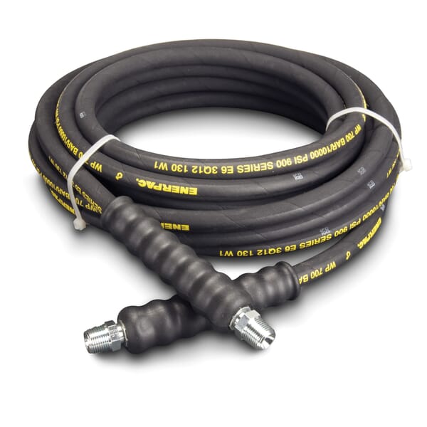 Enerpac H9230 Heavy Duty High Pressure Hydraulic Hose, 3/8 in Nominal, NPTF End Style, 30 ft L, 10000 psi Working, Rubber/Steel, Domestic