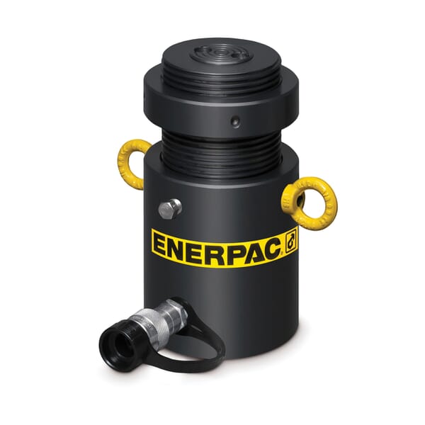 Enerpac HCL502 High Tonnage Load Return Lock Nut Single Acting Solid Plunger Hydraulic Cylinder, 62 ton Capacity, 3.94 in Bore, 1.97 in L Stroke, 6.46 in Retract, 2.8 in Dia Rod, 10000 psi Pressure