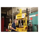 Enerpac IPA1244 Hydraulic Press, 10 ton Capacity, 24.88 in L x 29-3/4 in W Base, 10 in L Stroke, H Frame, 52 in H, Air Powered Hydraulic Pump, 10000 psi Pressure, Air Power
