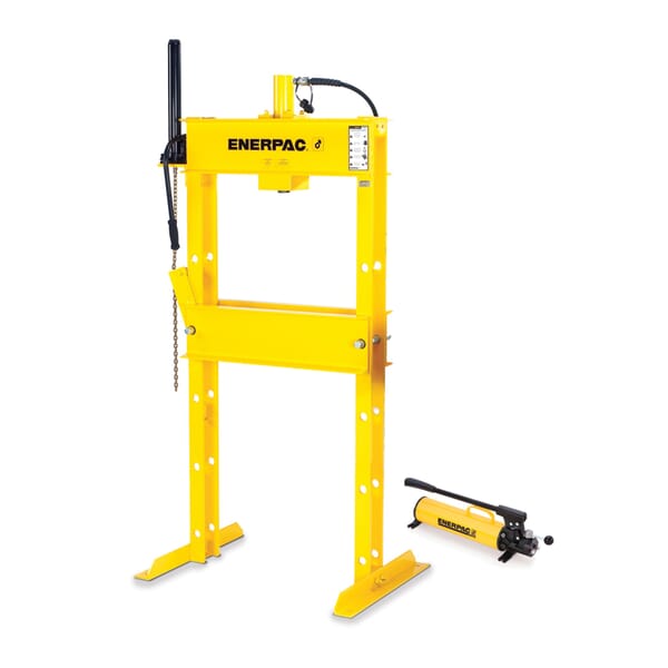 Enerpac IPH2531 Hydraulic Press, 25 ton Capacity, 40-1/2 in L x 30 in W Base, 14 in L Stroke, H Frame, 76 in H, Hydraulic Hand Pump, 10000 psi Pressure, Manual Power