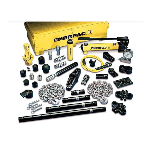 Enerpac MS21020 Hydraulic Cylinder and Hand Pump Set, 56 Pieces, 12.5 ton Cylinder Capacity, 6-1/4 in Stroke, 5000 psi Maximum Operating Pressure, 10-3/4 in H Collapsed