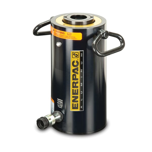 Enerpac RACH606 Hollow Plunger Single Acting Spring Return Hydraulic Cylinder, 65.6 ton Capacity, 5.12 in Bore, 5.91 in L Stroke, 14.97 in Retract, 3.94 in Dia Rod, 10000 psi Pressure