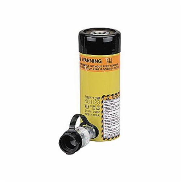Enerpac RCH-206 Single Acting Spring Return Plunger Cylinder, 20 ton Capacity, 2.88 in Dia Bore, 6.1 in L Stroke, 12.05 in H Retract, 2.13 in Dia Rod, 10000 psi