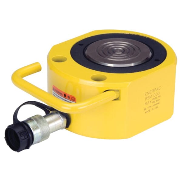 Enerpac Flat-Jac RSM-1500 Low Height Single Acting Spring Return Hydraulic Cylinder, 150 ton, 6-1/4 in Bore, 0.63 in L Stroke, 3.94 in H Retract, 4-1/2 in Dia Rod, 10000 psi