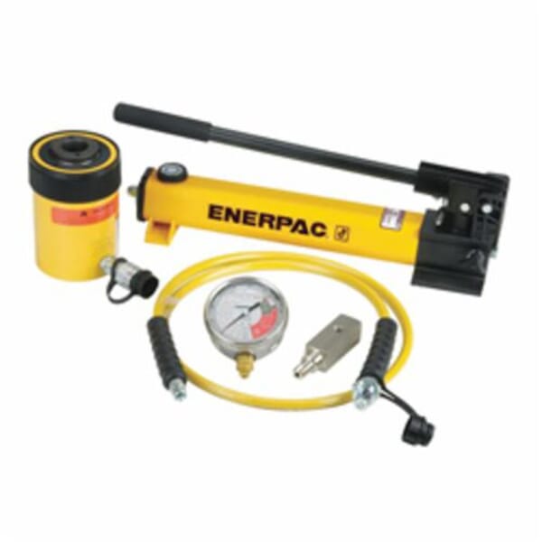 Enerpac SCH-302H SC Series Hollow Plunger Single Acting Cylinder Pump Set, 30 ton, 2-1/2 in Stroke, 7.03 in H Collapse, 9.53 in H Extended, 0 to 22200 lb ga Scale, Steel