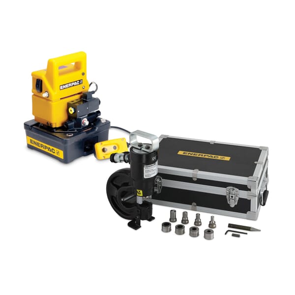 Enerpac SP35SP Hydraulic Standard Punch and Die Set With 115 VAC Electric Pump, 0.31 to 0.81 in Dia Hole, 3/8 in, 1/2 in, 5/8 in, 3/4 in Bolt, Mild Steel