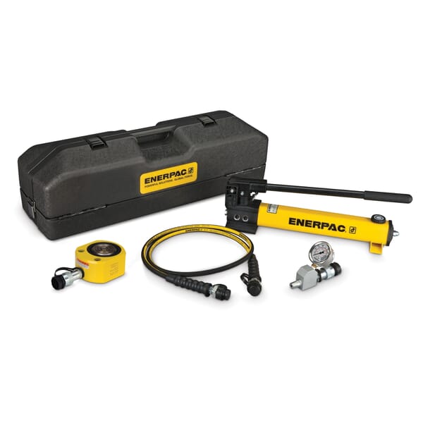 Enerpac SRS500TB Low Height Hydraulic Cylinder and Hand Pump Set, 50 ton, 0.63 in, 10000 psi