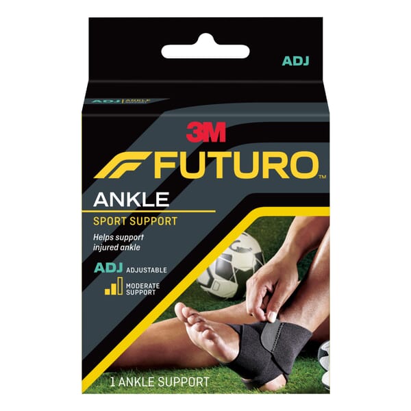 FUTURO 7100157824 Ankle Support, Adjustable, Neoprene Blend/Polyester/Nylon, Black, Wrap Around Closure