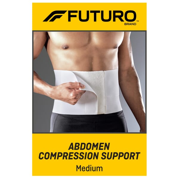 FUTURO 7100158302 Abdomen Compression Support, M, 32 to 42 in Fits Waist, Cotton/Nylon/Polyurethane/Polyester/Spandex, White, Wrap Around Closure