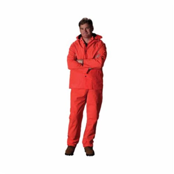 PIP FALCON 201-360X5 3-Piece Premium Rainsuit, 5XL, Hi-Viz Orange, Polyester/PVC, 58 in Waist, 35 in L Inseam, Detachable Hood