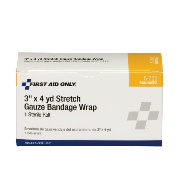 First Aid Only 5-700-001 Sterile Stretch Gauze Bandage, 4 yd L x 3 in W, Gauze