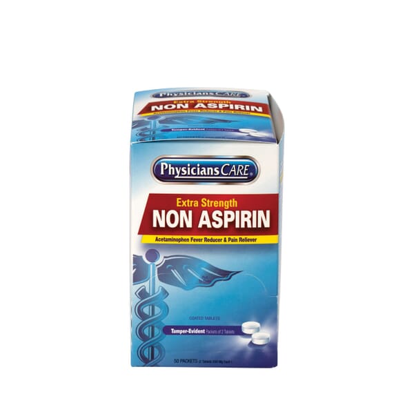 First Aid Only 90016 Non-Aspirin Tablet, 100 Count, Box Package, Formula: 500 mg Acetaminophen
