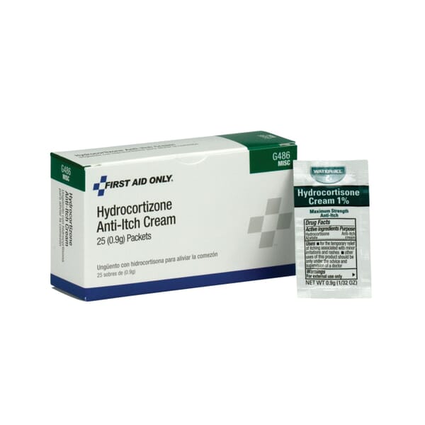 First Aid Only G486 Hydrocortisone Cream, Unit Dose Pack Packing, Formula: 0.9 g Hydrocortisone Acetate