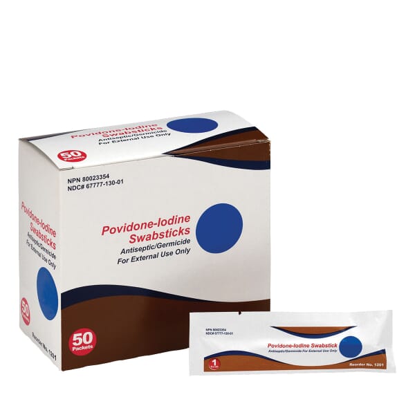 First Aid Only M318 Povidone Iodine Antiseptic Swab, Box Packing, Formula: 10% U.S.P Povidone Iodine